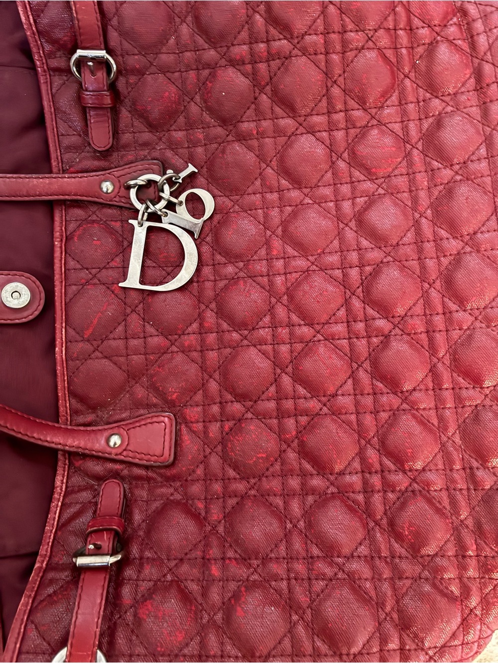 Christian Dior Large Panarea Tote Red Cannage Quilted Leather - Picture 13 of 16